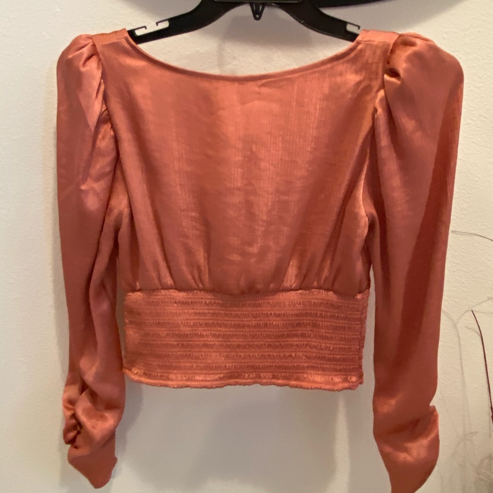 Free People Ladies Long Sleeve Santiago Blouse-Pink Cinnamon - S - Picture 11 of 12